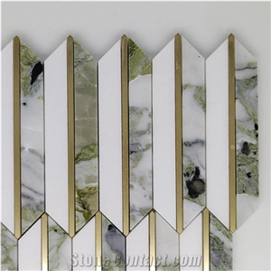 Premium Quality Green Marble Metal Mosaic Design
