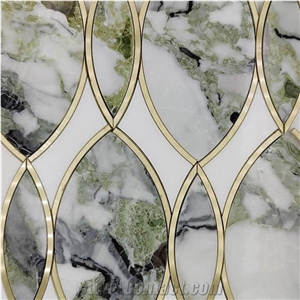 Premium Quality Green Marble Metal Mosaic Design