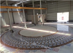 Azul Bahia Waterjet Marble Medallion Lobby Mosaic Pattern