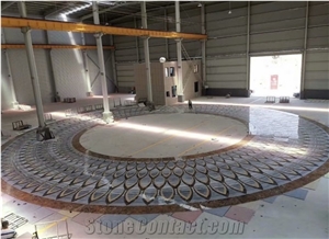 Azul Bahia Waterjet Marble Medallion Lobby Mosaic Pattern