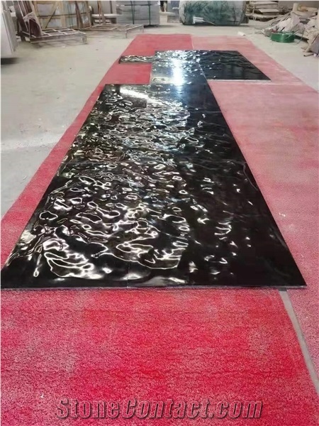 Black Nero Marquina Marble Unique Water Wave Design for Deco