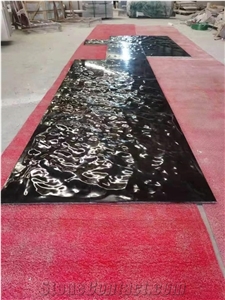Black Nero Marquina Marble Unique Water Wave Design for Deco