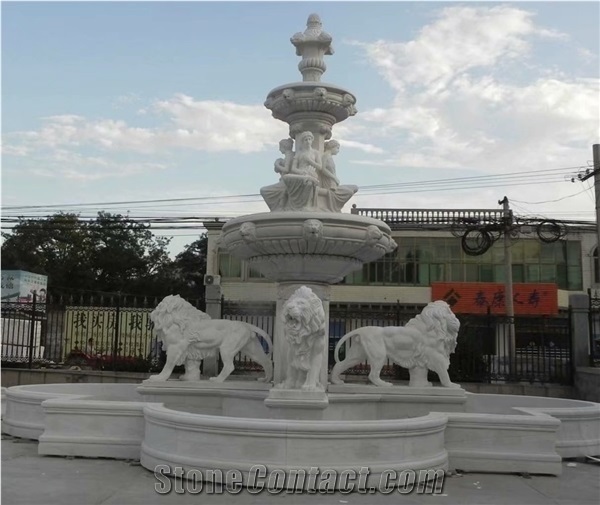Custom Marble Water Fountain Design with Human Sculptures