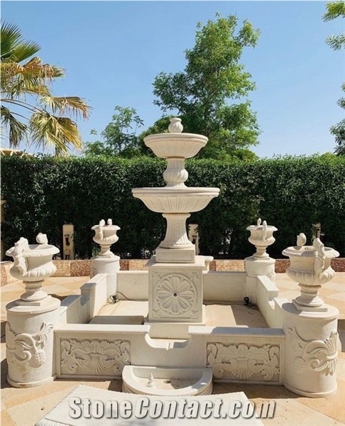 Fountain Waterfall Marble Carving Outdoor Landscape Customiz