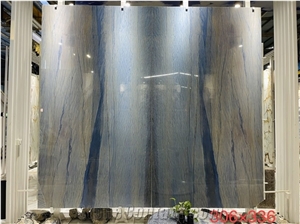 High-End Azul Macaubas Blue Quartzite Polished Slabs