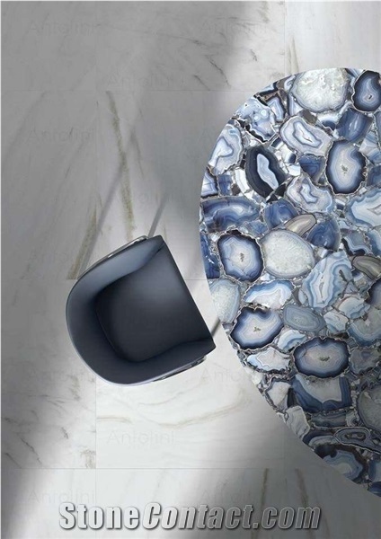 High-End Semiprecious Gem Stone Polished Table Tops