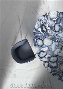 High-End Semiprecious Gem Stone Polished Table Tops