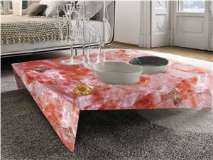 High-End Semiprecious Gem Stone Polished Table Tops