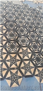 Honey Onyx Pattern Marble Waterjet Medallion Inlay Floor