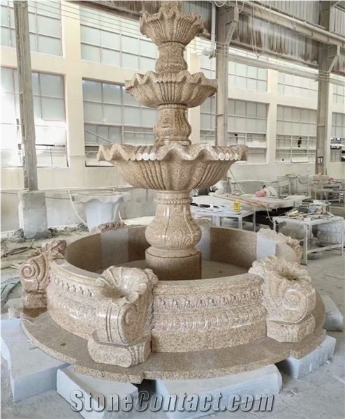 Red Marble Exterior Water Features Sculptured Fountains