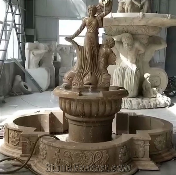 Red Marble Exterior Water Features Sculptured Fountains