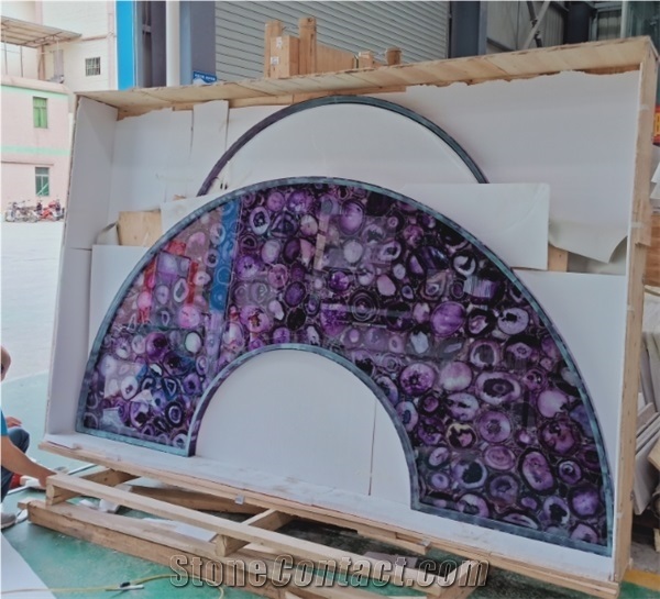 Semiprecious Stone Gemstone Purple Agate Custom Tiles Slabs