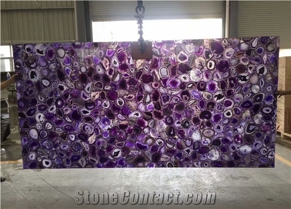 Semiprecious Stone Gemstone Purple Agate Custom Tiles Slabs