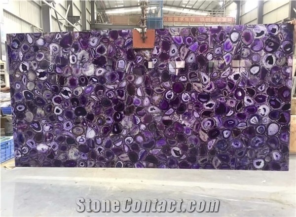Semiprecious Stone Gemstone Purple Agate Custom Tiles Slabs
