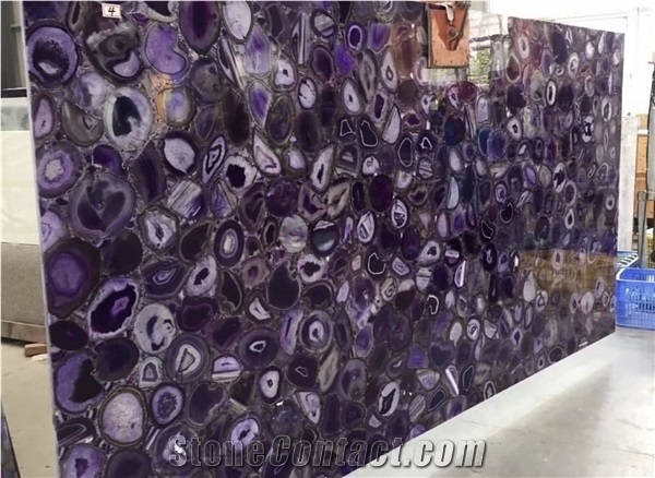 Semiprecious Stone Gemstone Purple Agate Custom Tiles Slabs