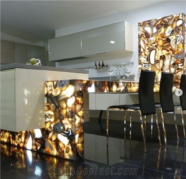 Semiprecious Stone Gemstone Yellow Agate Tile Slab