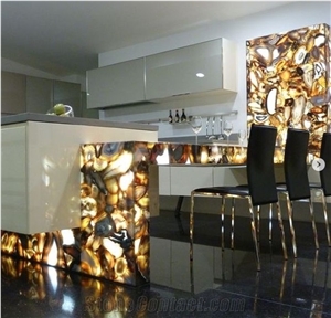 Semiprecious Stone Gemstone Yellow Agate Tile Slab