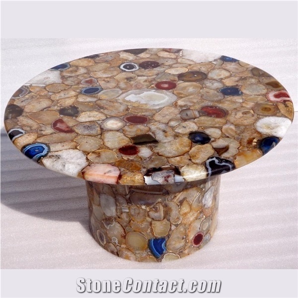 Semiprecious Stone Table Top Multicolor Customized Deisign