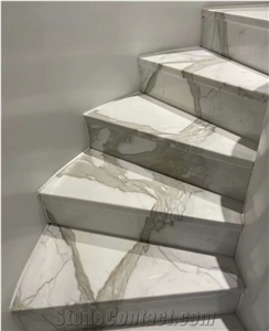 Statuario Venato Calacatt White Marble Step Stair