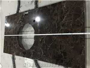 Vanity Tops with Spanish Emperador Dark Marble for Hotel Dec
