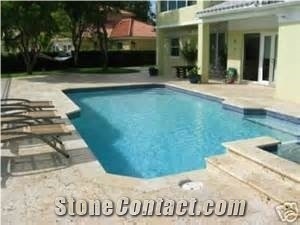 Natural Coral Stone Pool Pavers, Golden Coral / White Shell Stone Pool Terrace Pavement