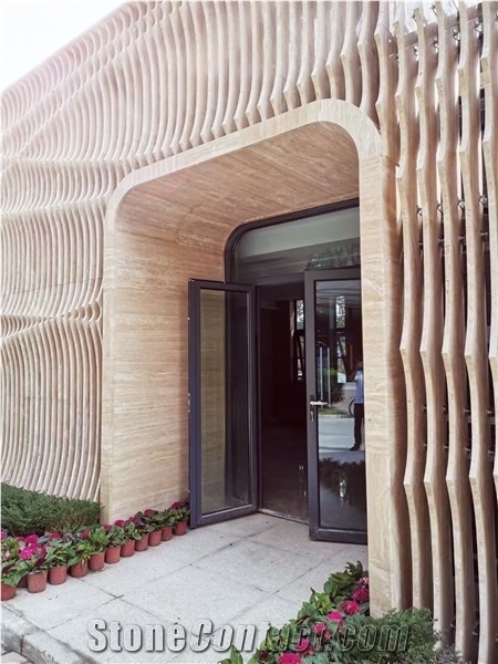 Beige Tarvertina Iran Stone for Wall Tiles and Villa