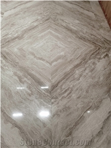 Bookmatched Ocean Grey Light Gray Marble Slab Tile Project