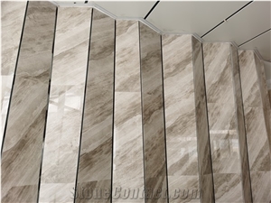 Bookmatched Ocean Grey Light Gray Marble Slab Tile Project