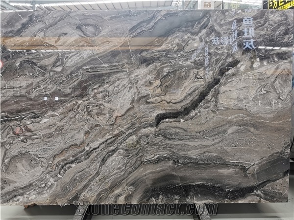 Bookmatched River Brown, Sea Wave Brown Marble