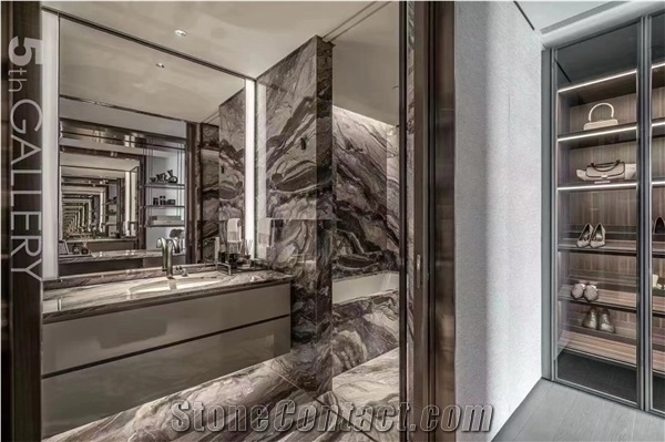 Bookmatched River Brown, Sea Wave Brown Marble
