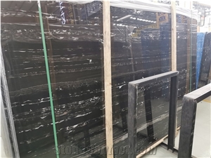 China Nero Portoro Silver White Dragon Marble Black Slabs