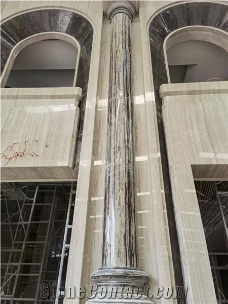 China White Wood Grain Vein Serpeggiante Light Marble Slabs