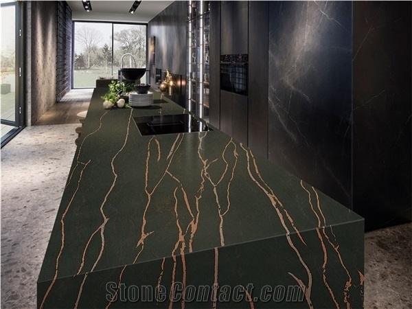 New Calacatta Series Black Quartz Artificial Stone