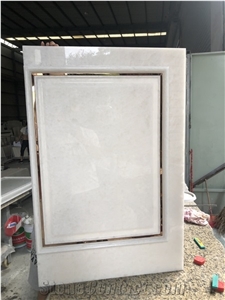Snow White Marble Flower Cream Slab Tile Interior Design