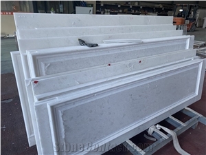 Snow White Marble Flower Cream Slab Tile Interior Design