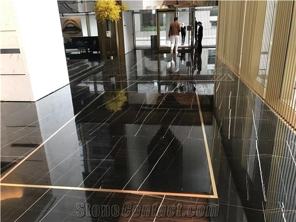 Tunisia Black Noir Aziza Marmo Nero Marble Slabs,Wall Tiles