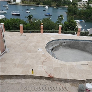 Installing the Travertine Pool Deck