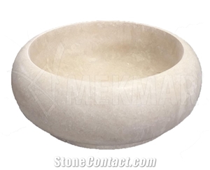 Vessel Sink Model 26 Ivory Travertine Round Sinks