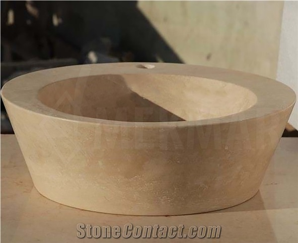 Vessel Sink Model Travertine Round Sink