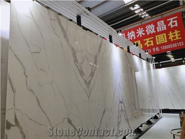 Bookmatch Calacatta White Nano Crystallized Slabs