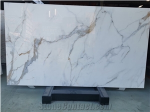 Nano Glass Stone Calacatta Gold Marble Crystallized Slabs