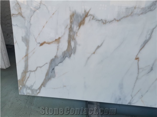 Nano Glass Stone Calacatta Gold Marble Crystallized Slabs