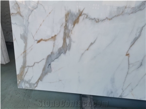 Nano Glass Stone Calacatta Gold Marble Crystallized Slabs