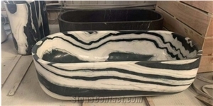 China Panda White Marble Polished Stone Bathtub