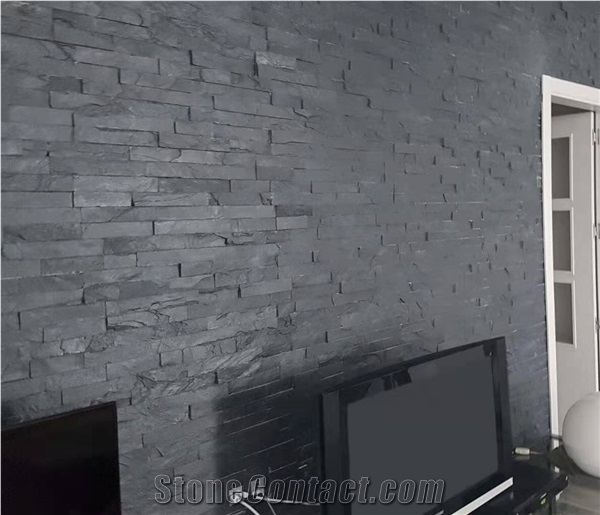Chinese Black Slate Split Cultural Stone Wall Covering Tiles