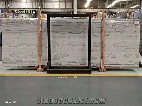 Chinese Cloud Grey Marble Honed Stair Treads