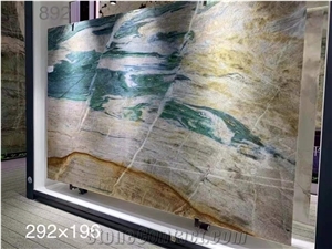 Dunhuang Murals Quartzite Multicolor Polished Wall Slabs