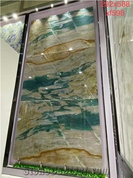 Dunhuang Murals Quartzite Multicolor Polished Wall Slabs