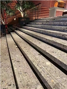 Italy Fossil Grey Marble Polished Stair Treads & Stone Steps