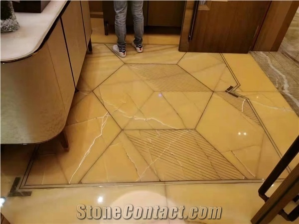 Peach Jade Yellow Onyx Polished Big Slabs & Tiles